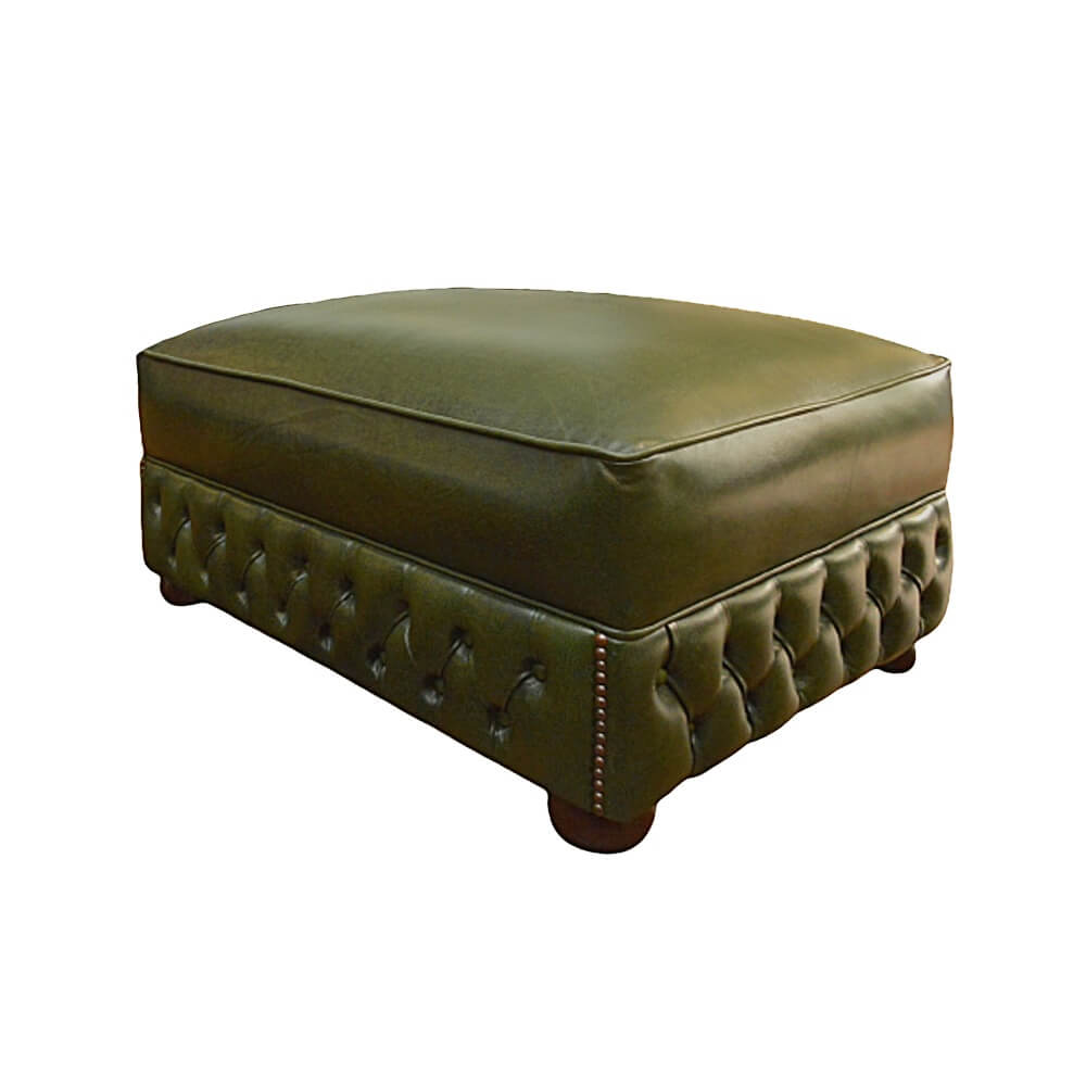 Chesterfield Lounge part ottoman Antique green