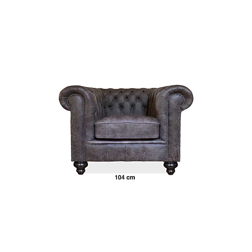 Chesterfield fauteuil Concrete taupe Rundleder(NR 2)