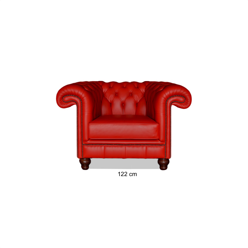 Chesterfield 122cm Brighton fauteuil stoel rood Rundleder