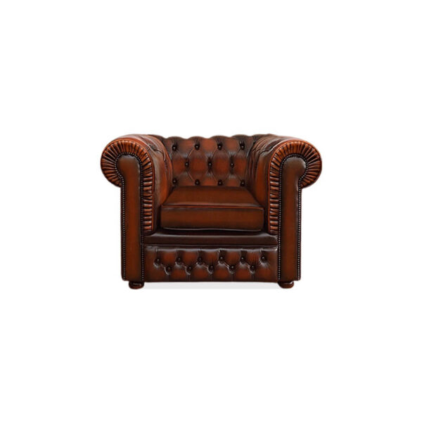 google chesterfield stoel vintage rust chestnut