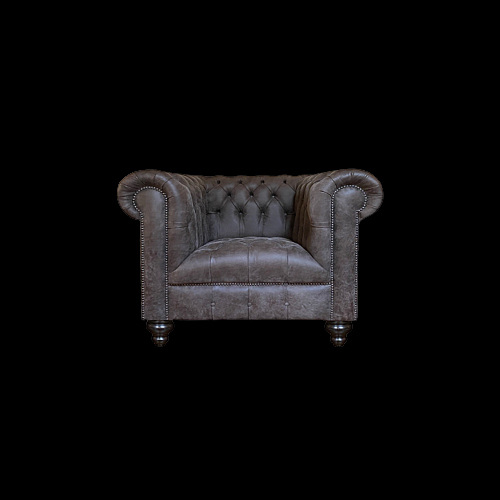 Chesterfield in Concrete taupe Rundleder