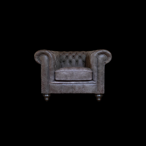 Chesterfield  Concrete taupe Rundleder