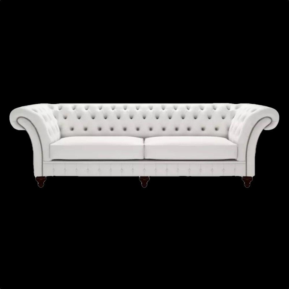 Chesterfield drie persoons bank 260cm Bright white Direct leverbaar
